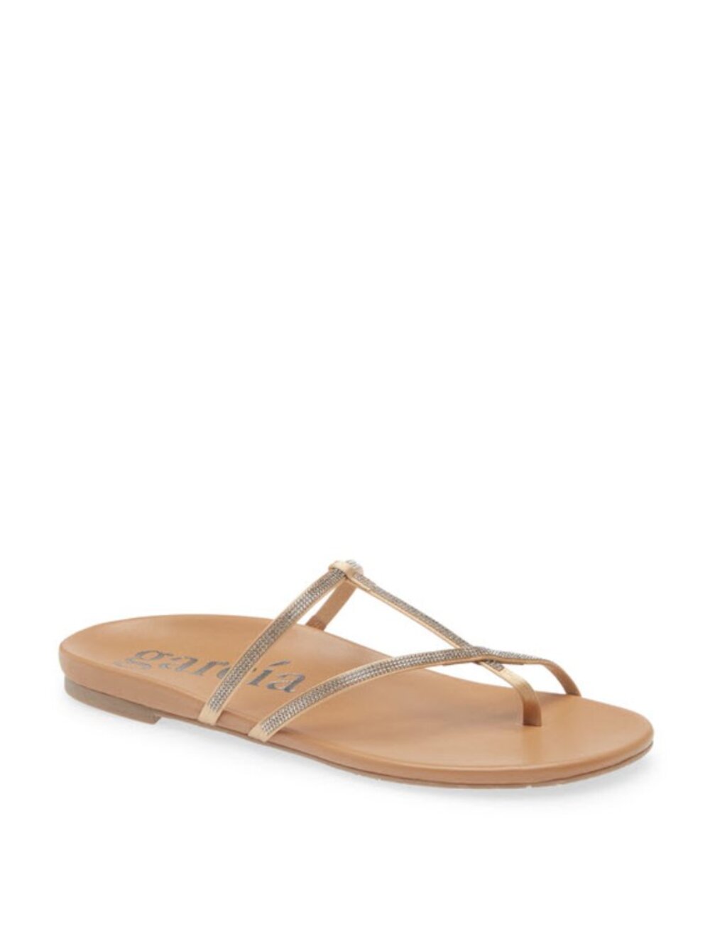 Pedro Garcia Belisa Crystal-Embellished Flat Thong Sandals in Brown Sz US 9.5